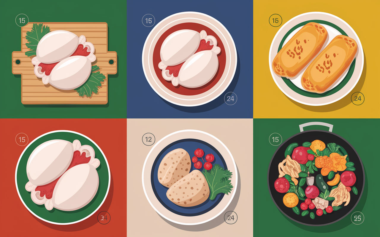 morceaux blanc de poulet cuisines differemment sur planche
