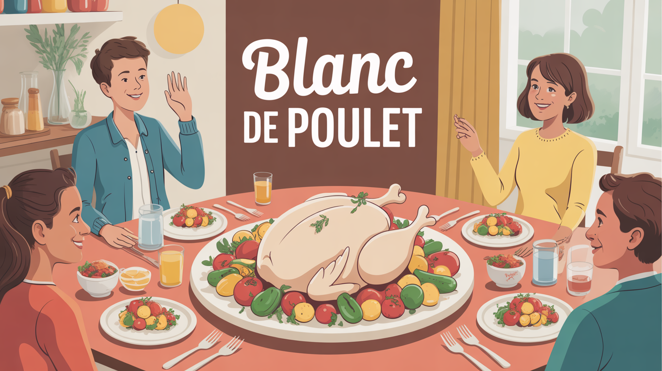 assiette blanche de poulet moelleux legumes table familiale