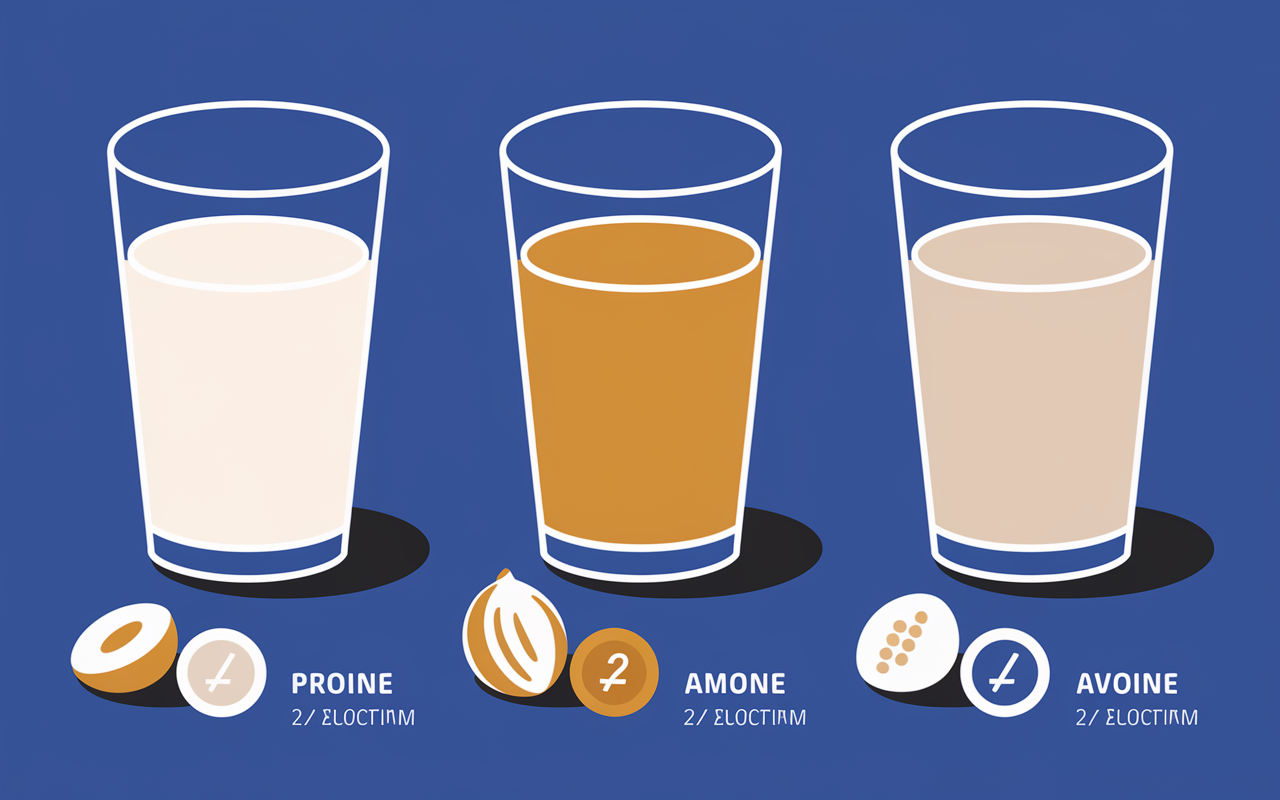 comparatif visuel lait soja amande avoine proteines calcium