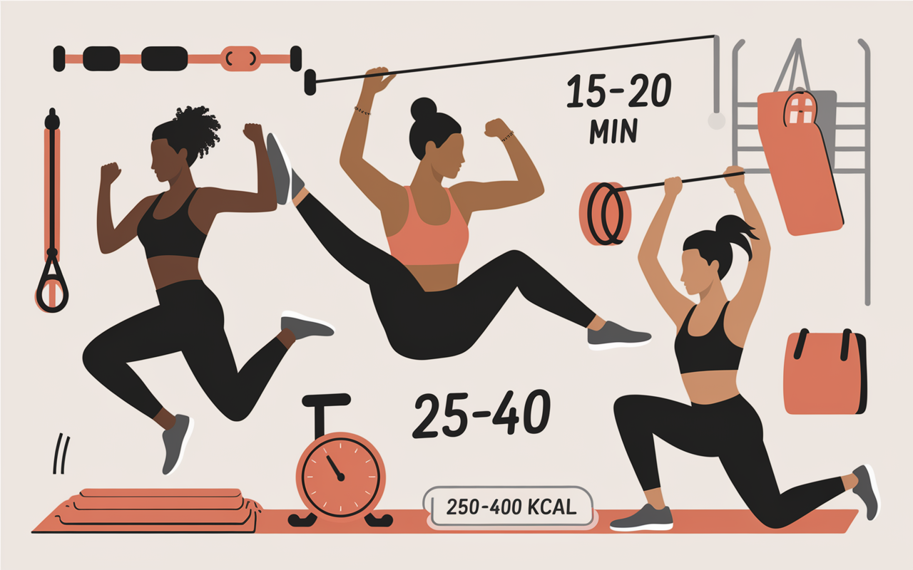 HIIT, circuit training, corde a sauter, exercices perte de poids maison