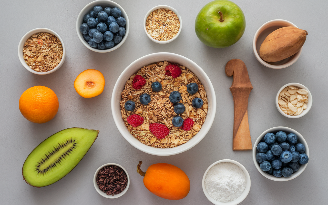 Granola maison cereales regime flocons avoine graines fruits