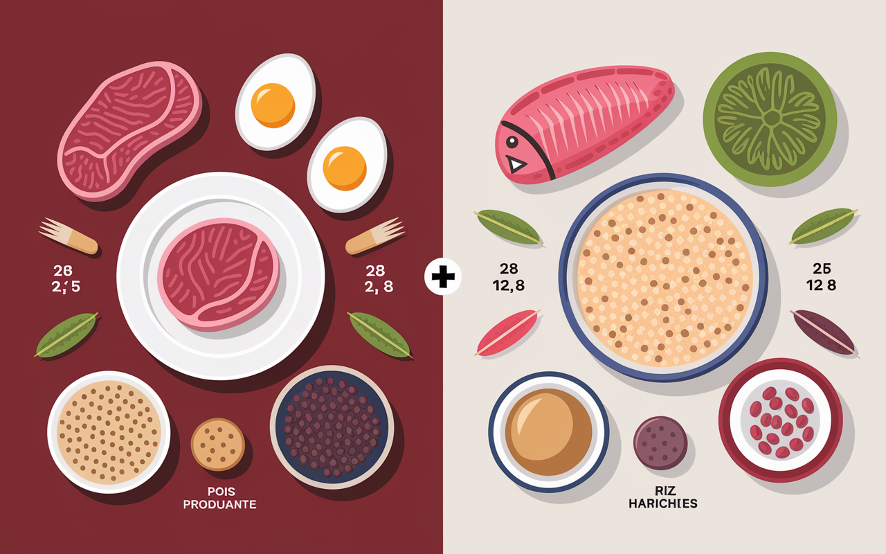 Comparatif aliments protéines animales végétales