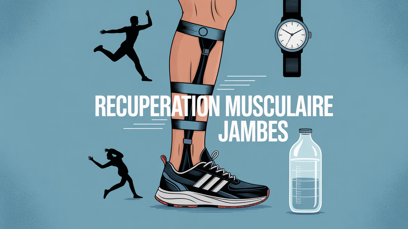 Jambe récupère après sport avec compression et hydratation