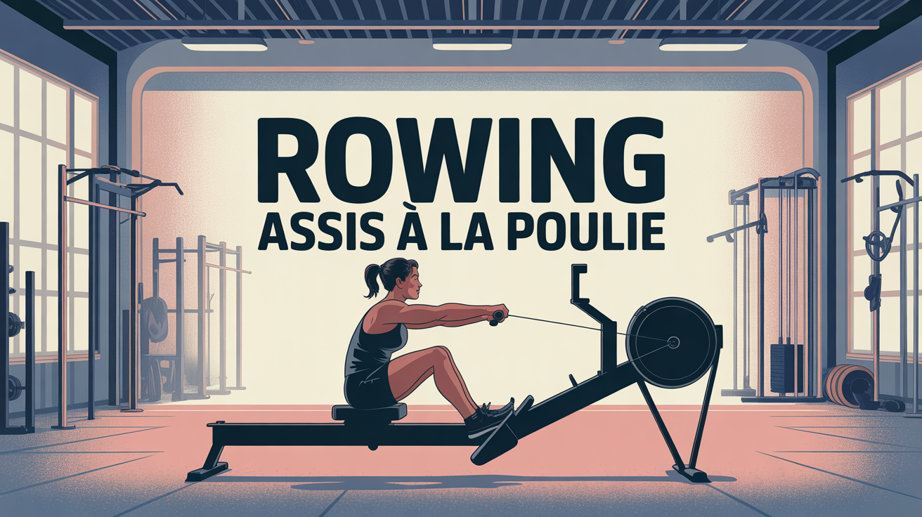 illustration salle musculation rowing assis à la poulie