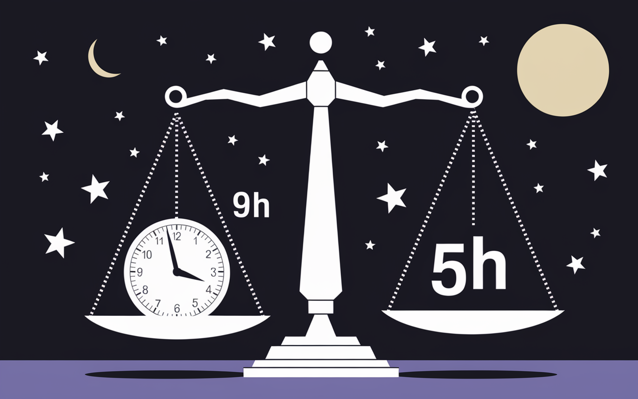 Graphique sommeil perte de poids 9h vs 5h