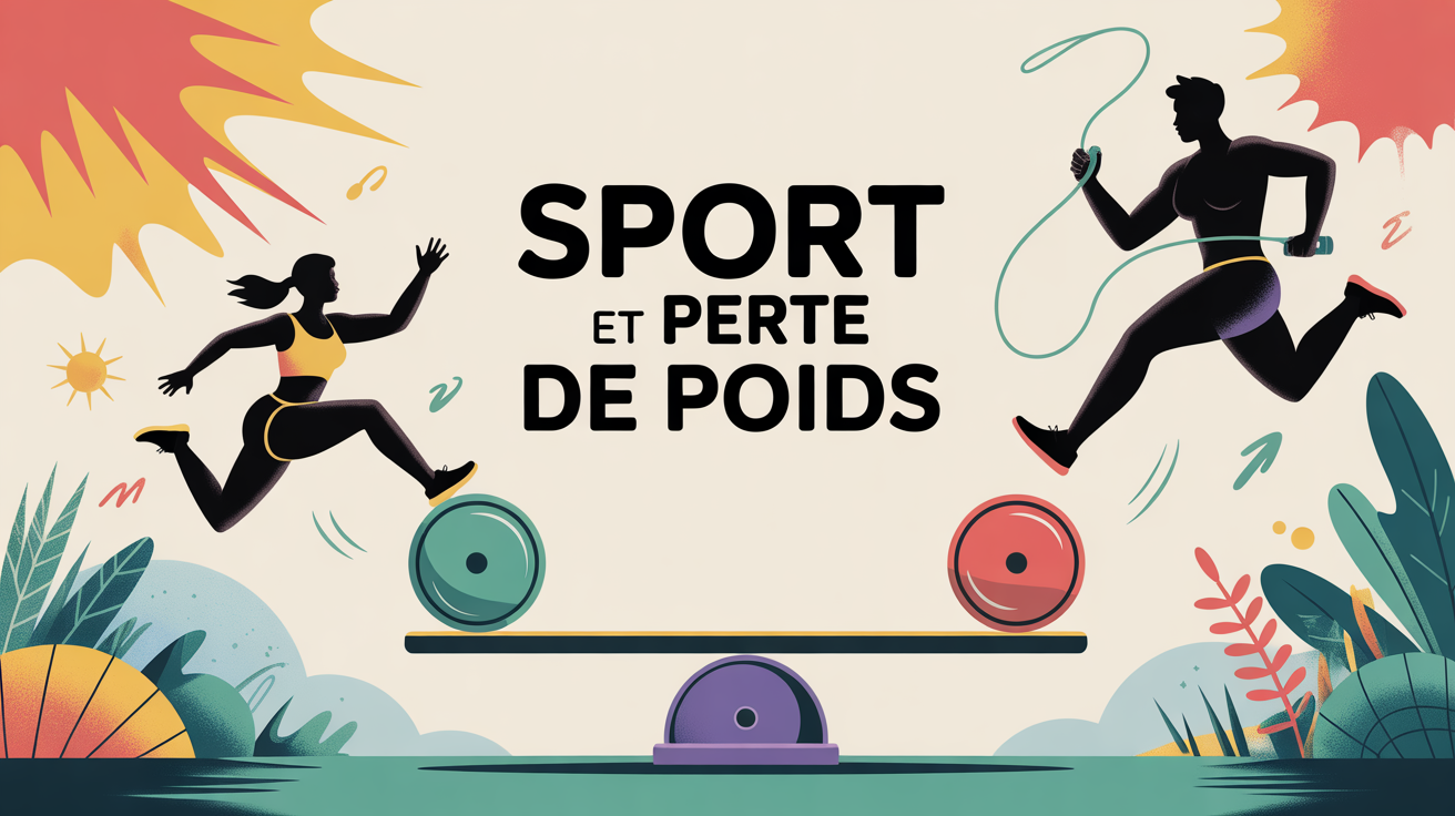 Illustration sport perte de poids objets et silhouette