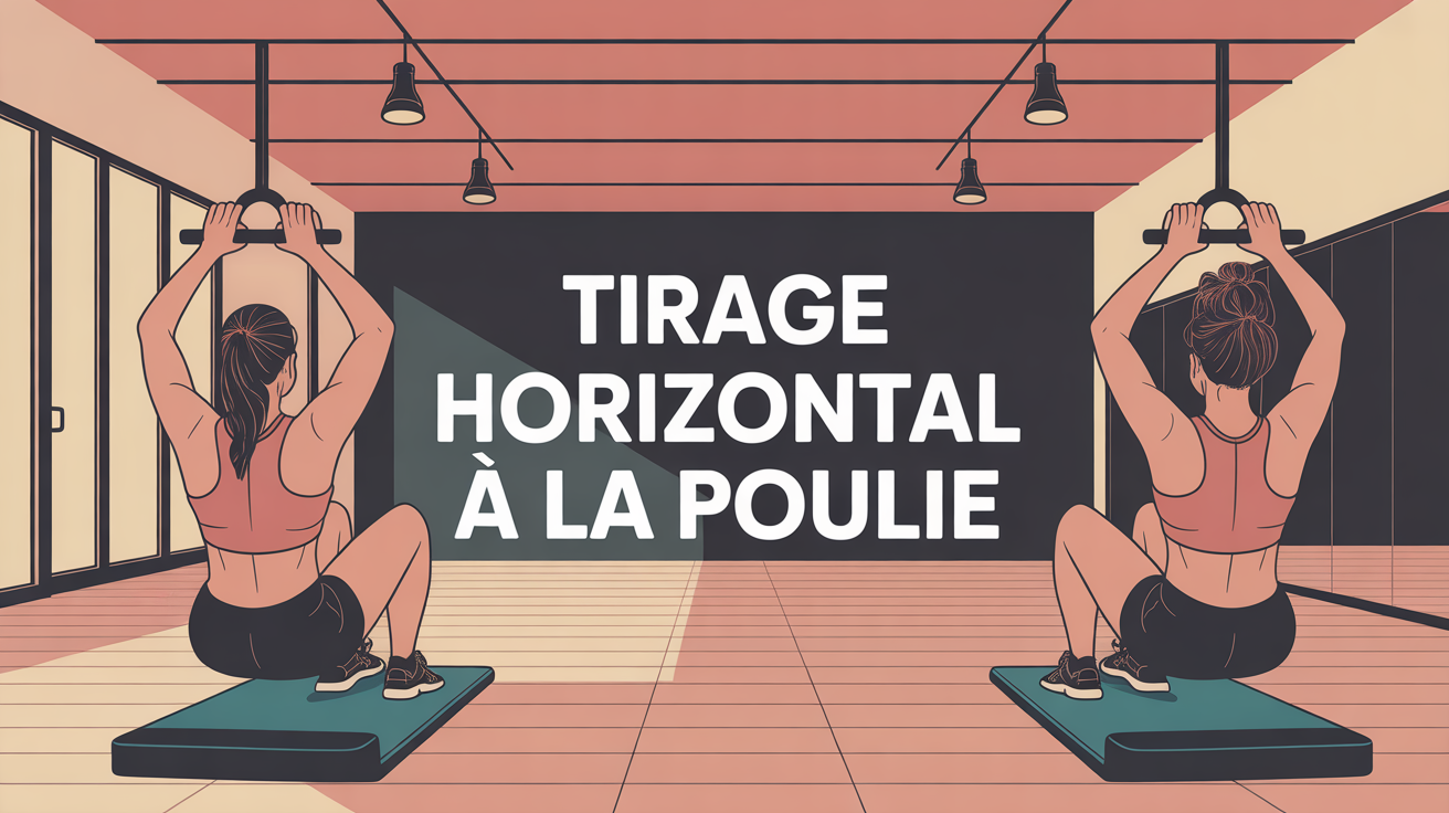 Exercice tirage horizontal à la poulie en salle, silhouettes dos