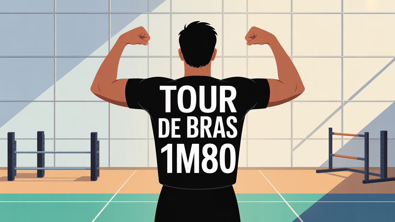 Homme 1m80 bras contractes salle de sport illustration