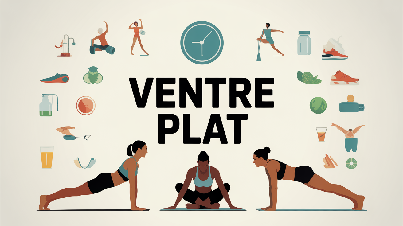 Illustration de trois personnes faisant du sport pour ventre plat