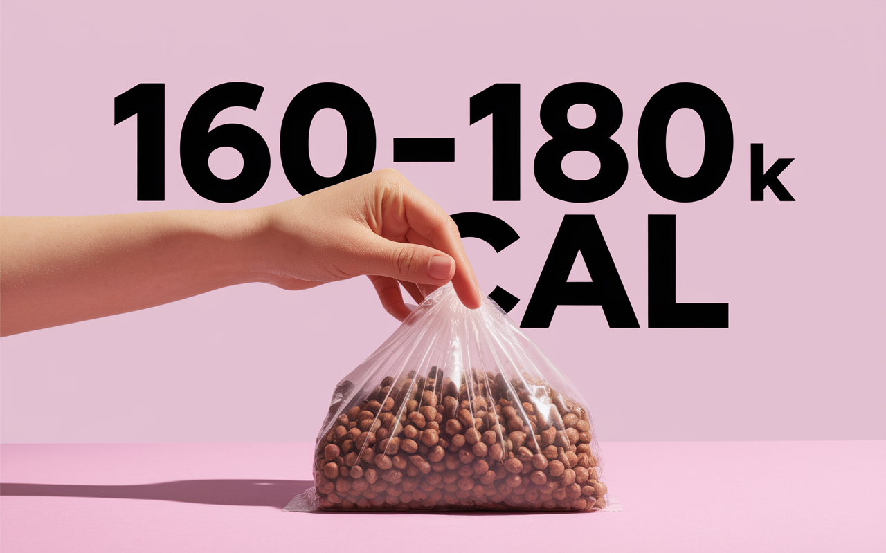 main devant sachet d'amandes et balance kcal
