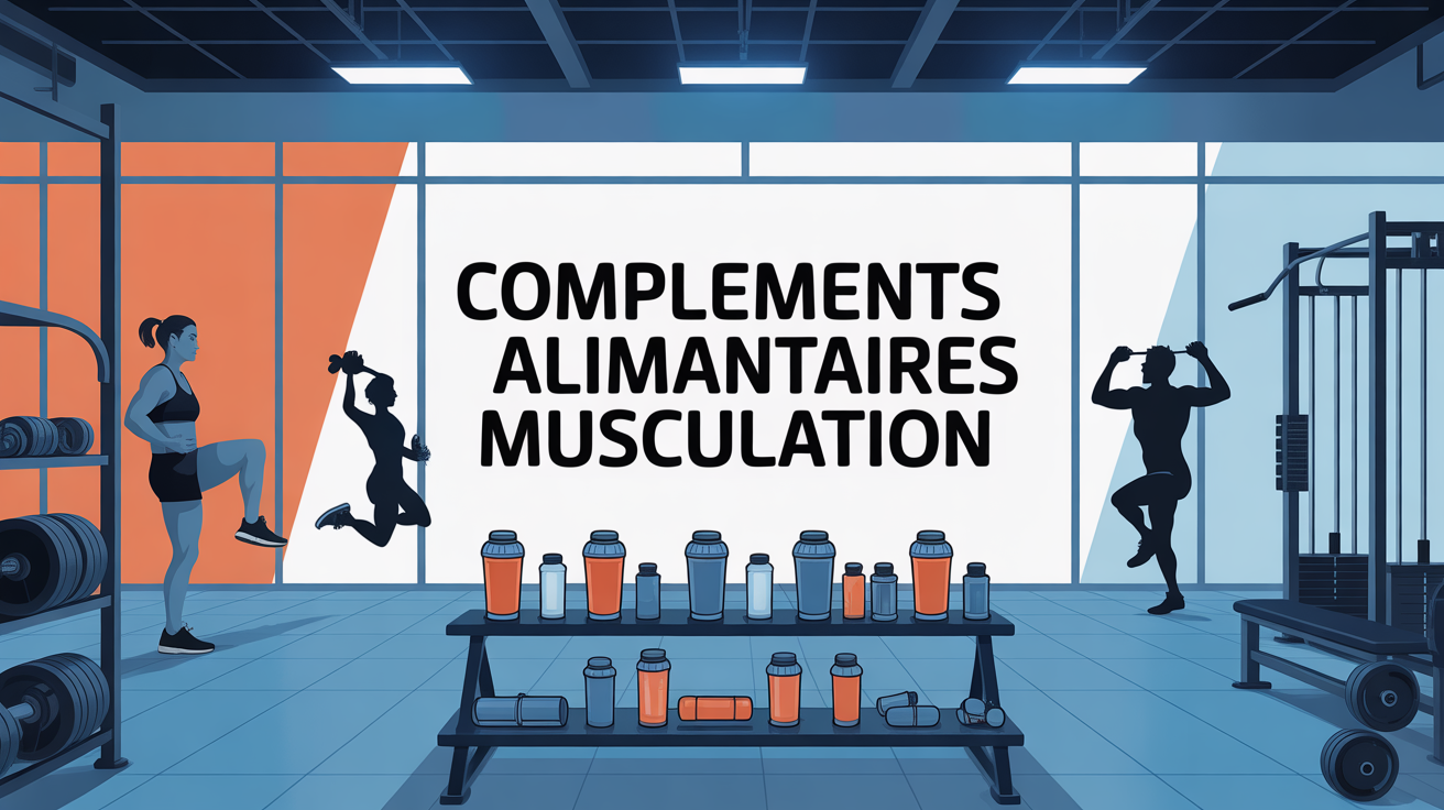 Salle de sport avec complements alimentaires et haltères