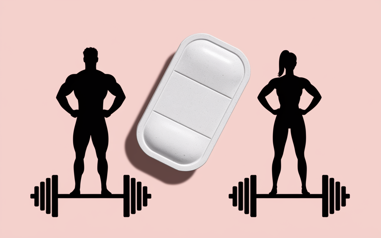 Tablette de creatine musculation et sportifs soulevant des poids