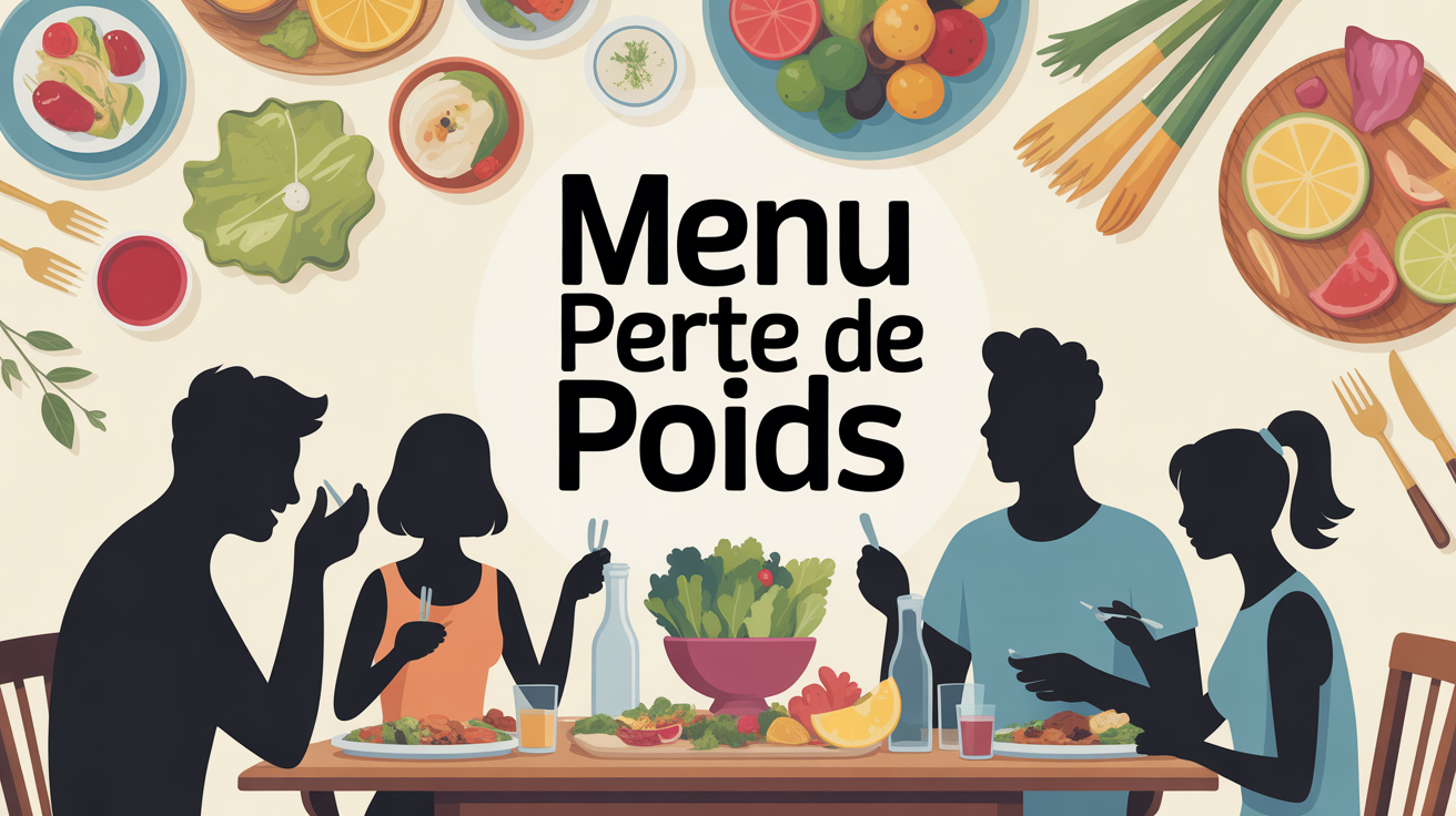 illustration table familiale avec menu perte de poids
