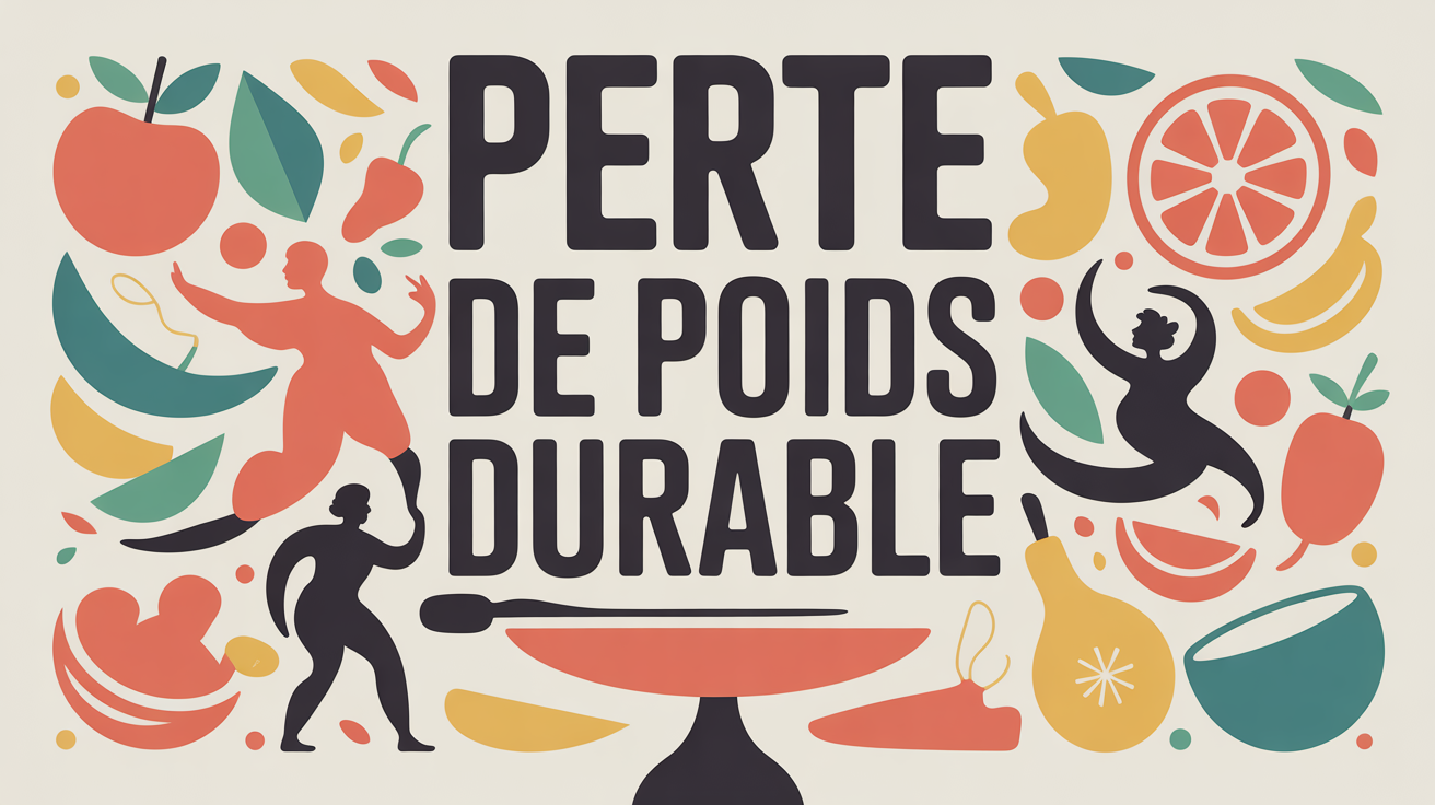 fresque perte de poids durable avec balance fruits mouvement assiette