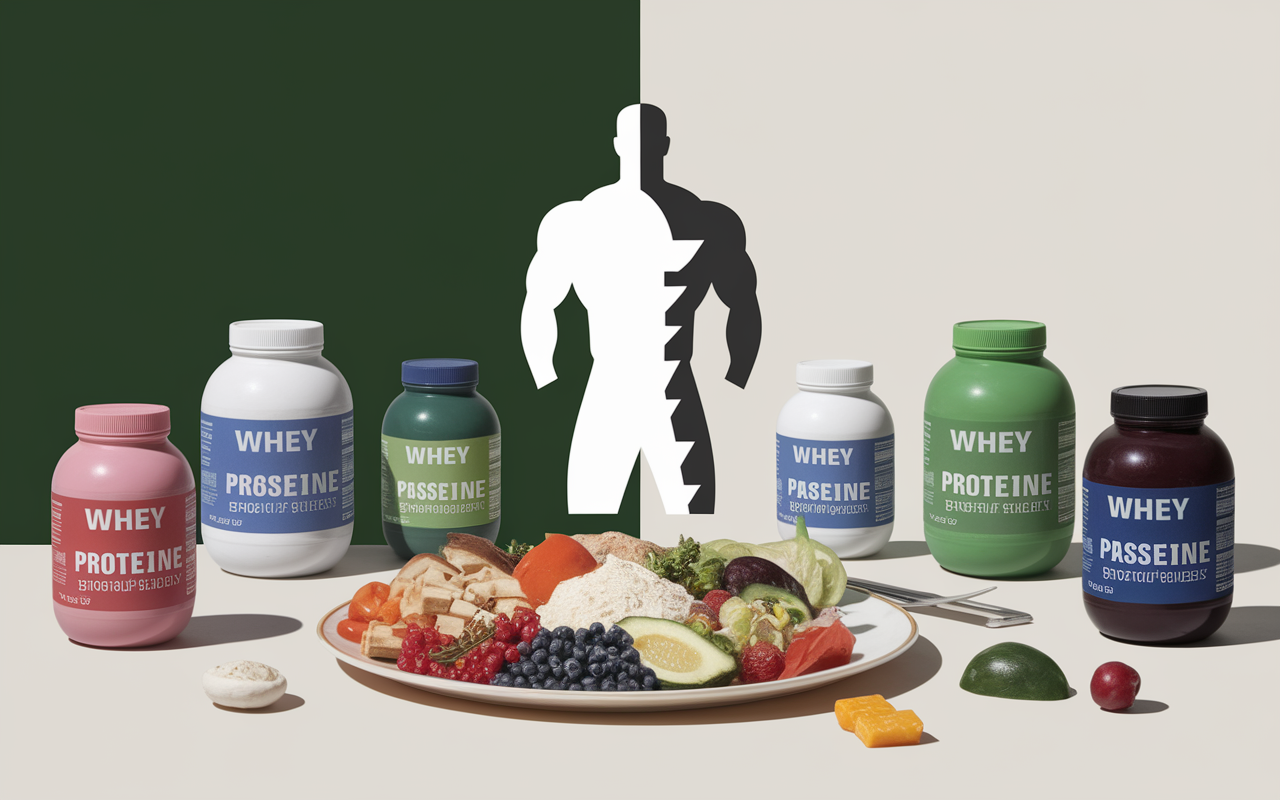 Pots de protéines musculation whey caseine vegetales