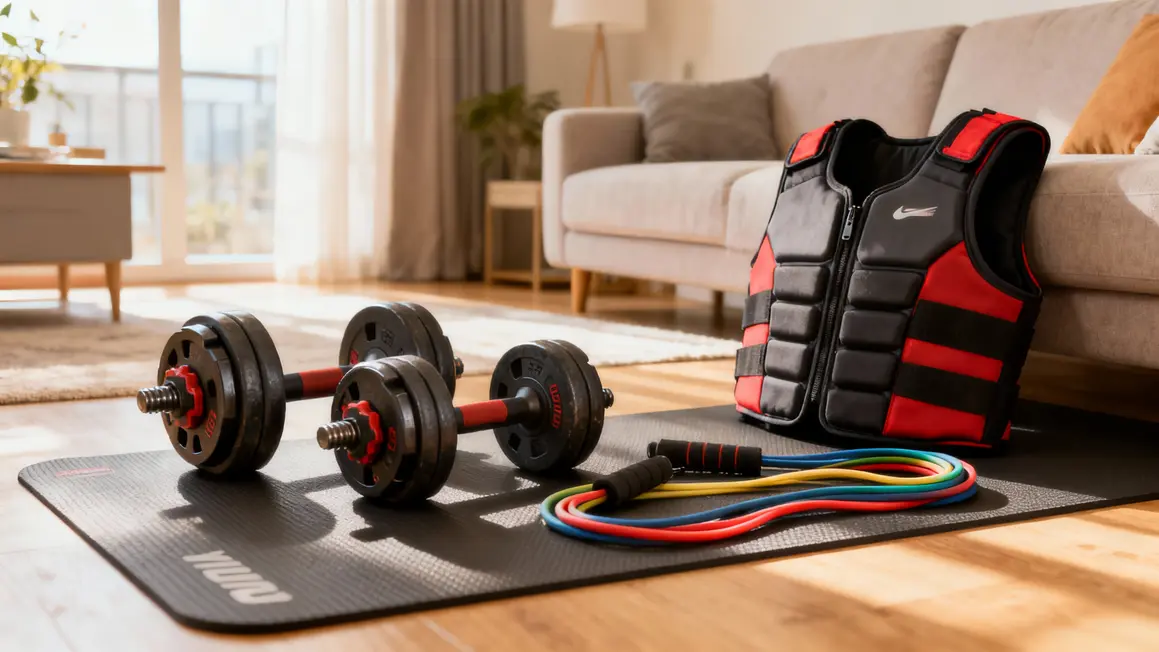 equipements musculation femme 50 ans haltères élastiques gilet