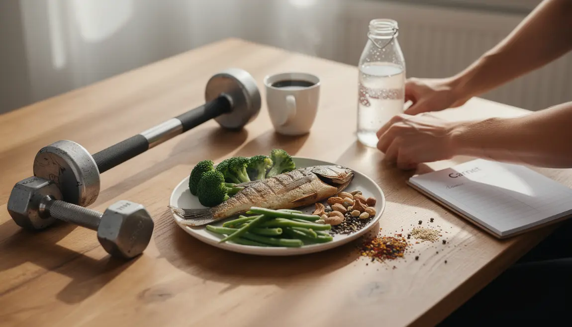 Repas sportif optimisé métabolisme sur table fitness