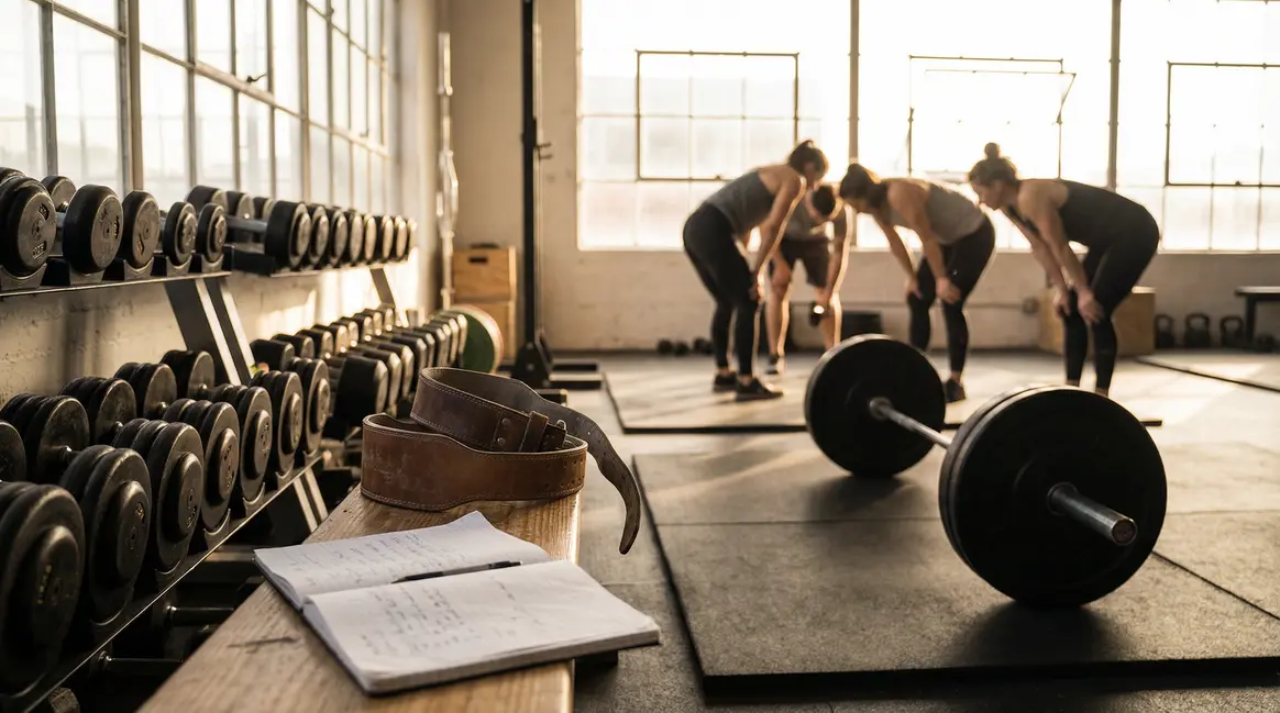 Salle de musculation haltères et carnet musculation