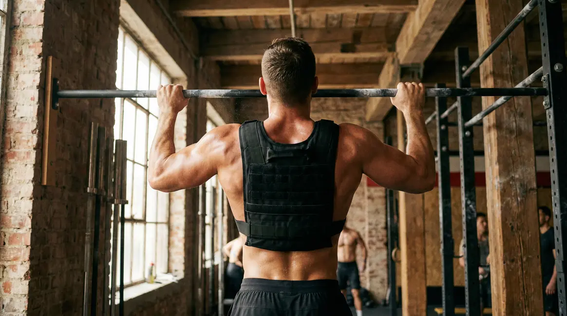 dos musclé gilet lesté tractions barre