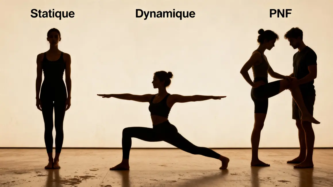 Silhouettes etirements musculation statique dynamique PNF
