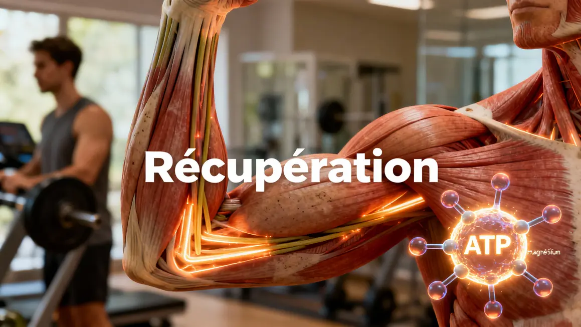 Muscle contracté et molécule de magnésium pour récupération