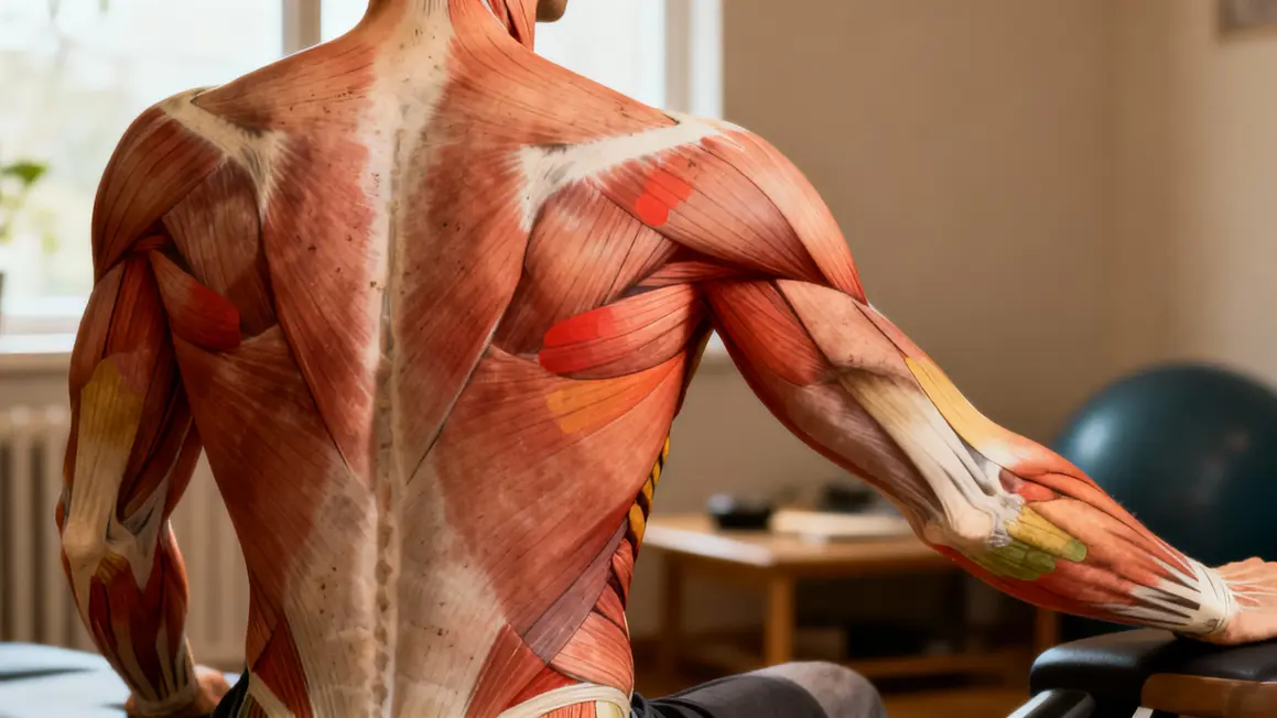 schema muscles actifs rowing a la barre