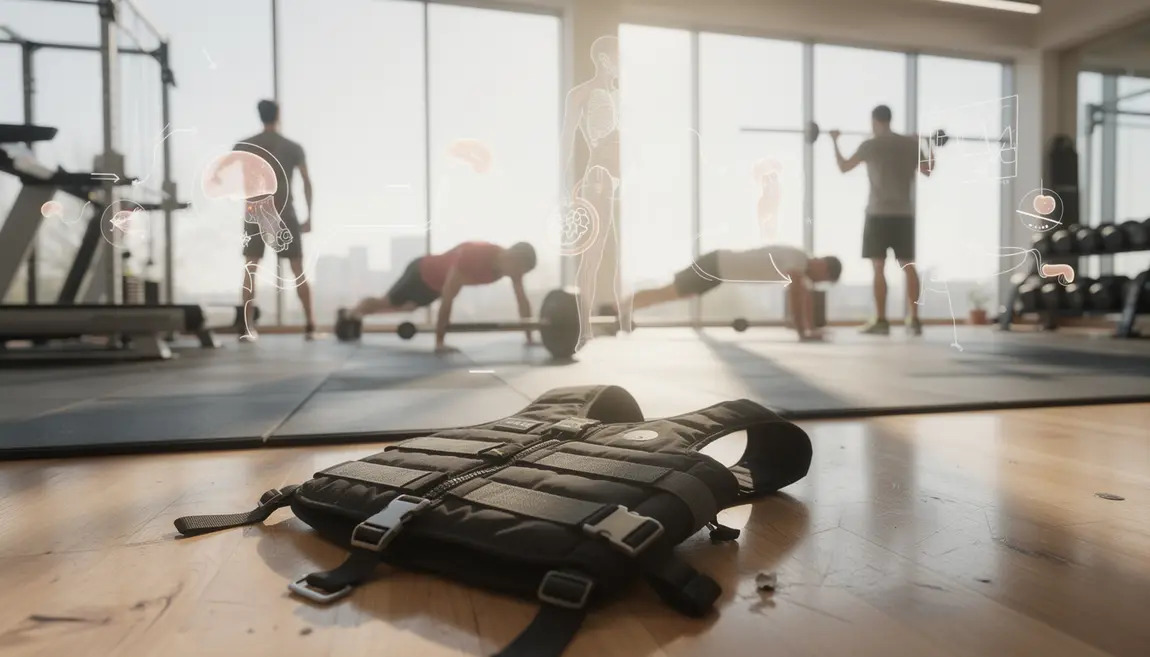 Salle de sport lumineuse et gilet lesté pour métabolisme poids du corps