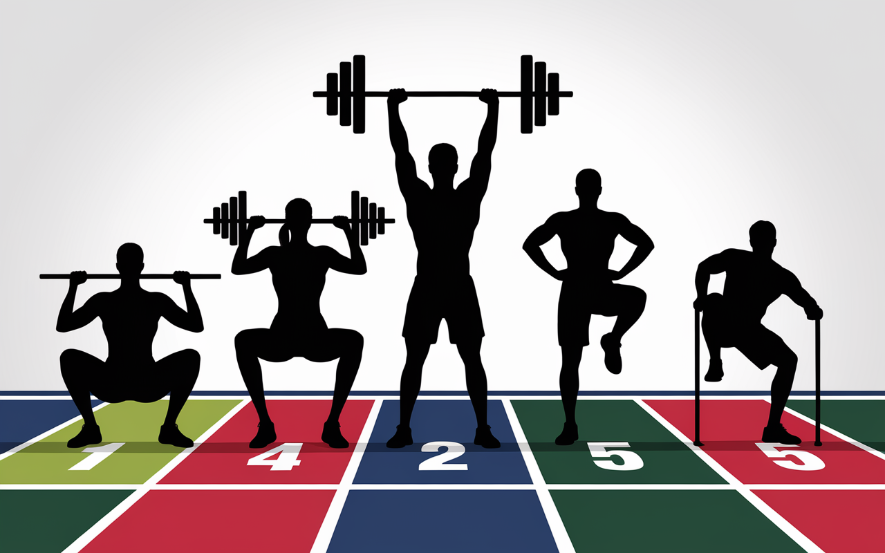 Renforcement musculaire course a pied 5 exercices silhouettes