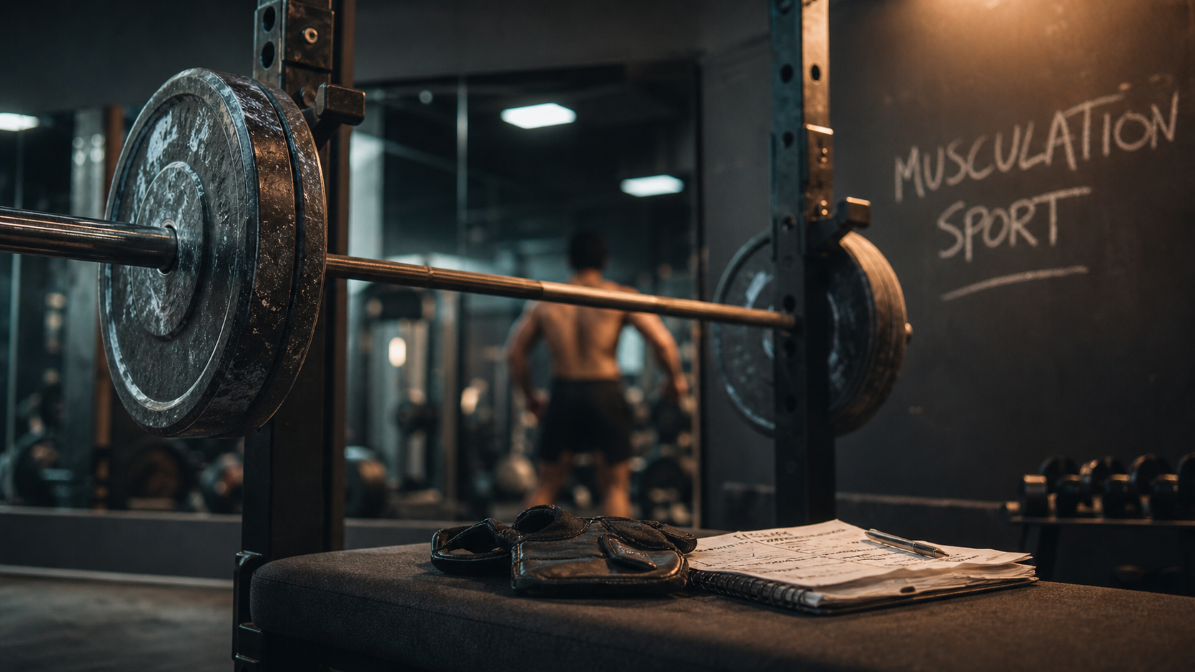 La musculation est elle un sport : photo salle de musculation avec barre