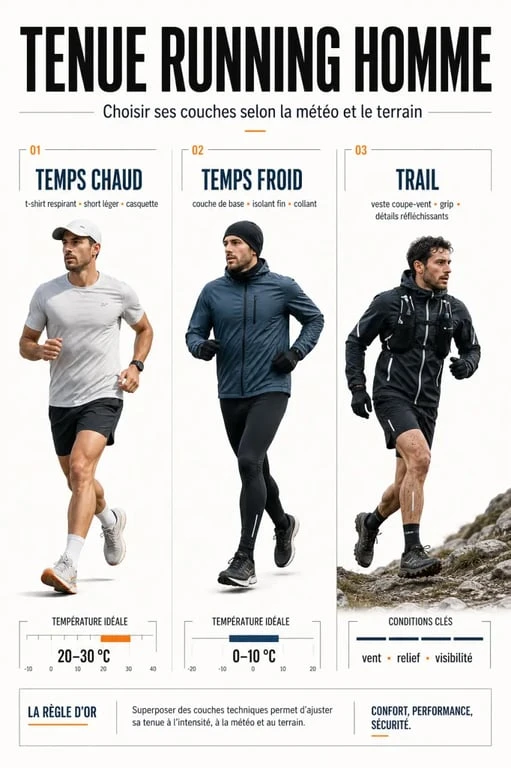 Tenue running homme : coureur équipé pour l’été, l’hiver et le trail